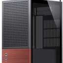 JONSBO T6 Black ITX PC Case, Mini Tower Aluminum Computer Case, with Multifunctional Handle, Walnut (Solid Wood) Panel.MB:DTX/ITX,Black Chassis