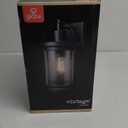 Xavier 1-Light Matte Black Hardwired Outdoor Indoor Wall Lantern Sconce with Seeded Glass Shade
