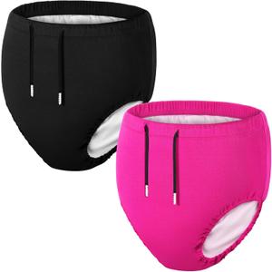 Glitopper 2 Pcs Youth Swim Diaper Special Needs Reusable Cloth Diaper Covers Waterproof Incontinence for Swimming, Unisex (Black, Rose Red, 10-12T)
