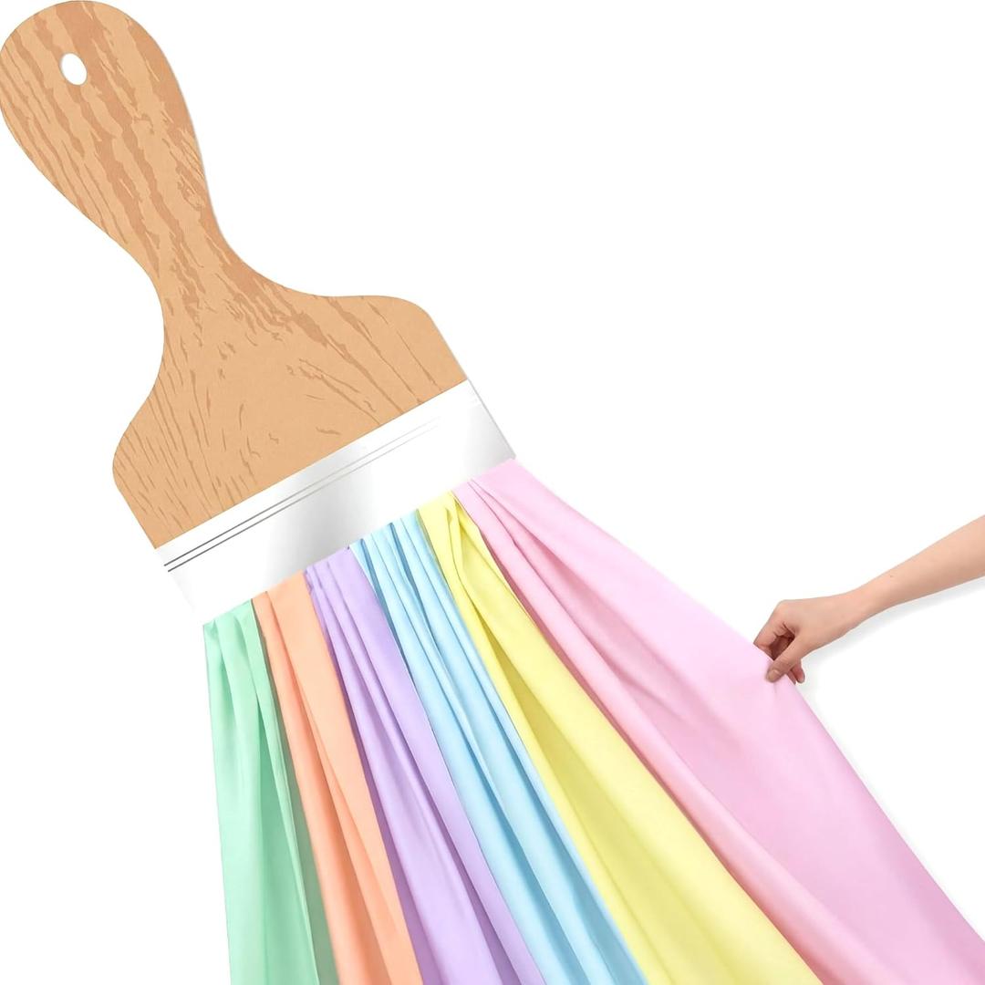 Mindsoft 3D Art Painting Classroom Wall Decor Rainbow Bulletin Board Decorations DIY Paint Brush Cutout Rainbow Cloth Back to School First Day of School Chalkboard Decor (Macaroon Color,85 Inches)