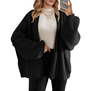Womens Oversized Cardigan Ribbed Chunky Knit Long Lantern Sleeve Open Front Fall Sweater Coats, S
