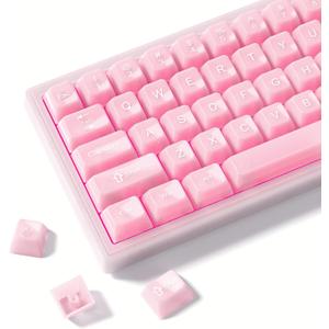 Womier Keyboard Keycaps Jelly, Clear Cute Keycaps, Transparent Pink Custom Key Cap 60 65 75 100 Percent for Cherry MX, Kailh, Outemu, Gateron Mechanical Keyboards(MDA Profile)