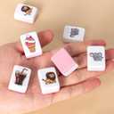 GRACIAS 2 Players Mahjong Block Set, Mahjong Tile Game with 50 Premium Pink Tiles(30mm) Animal and Food Pattern, Portable Mahjongg Set with A Carry Bag