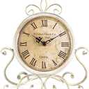 HZDHCLH Vintage Table Clocks for Living Room Bedroom Decor, Silent Decorative Farmhouse Shelf Clock Battery Operated, Small Rustic Mantel Clock with Roman Numerals (White)