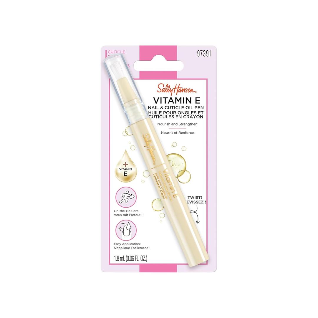 Sally Hansen Vitamin E Nail & Cuticle Treatment Pen | Hydrates and Conditions Dry Nails | Nourishing Formula with Apricot Oil | Smooth, Healthy-Looking Nails | Easy, Mess-Free Nail Care on the Go (0.06 Fl Oz (Pack of 1))