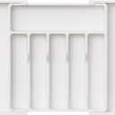 Lifewit Silverware Drawer Organizer, Expandable Utensil Tray for Kitchen, BPA Free Flatware and Cutlery Holder, Adjustable Plastic Storage for Spoons Forks Knives, Large, White (XL(13-22''W x 15"D))