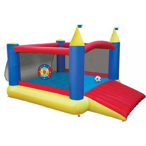 Banzai Slide N Score Inflatable Bounce House with Pump Blower, Slide, and Sports Games