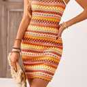PRETTYGARDEN Womens 2026 Summer Mini Dresses Square Neck Sleeveless Tank Bodycon Striped Boho Sundress Beach Vacation Outfits (XXL)