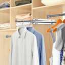 Valet Rod for Closet Retractable, 13.4"-23.2" Pull Out Clothes Hanger Rail, Heavy Duty Alloy Steel Side Mount Wardrobe Bar, Adjustable Organizer Rack for Laundry Room, Bathroom, Entrance (Nickel)