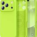 Vooii Magnetic for iPhone 17 Pro Max Case, Compatible with Magsafe (Premium Liquid Silicone) (Integrated Camera Control Button) Full Body Protective Anti-Scratch Microfiber Lining, Fluorescent Green