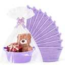 10PACK Purple Baskets for Gifts Empty, 12"x 8"x 5" Woven Gift Baskets with Gift Bags and Bows, Empty Gift Baskets for Christmas, Baby Gift Basket for Nursery, Shelf Small Storage Basket with Handles