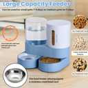 2 Pack Automatic Cat Feeder Stainless Steel Water Dispenser Gravity Food Feeder and Waterer Set with Pet Food Bowl for Small Medium Kitten Puppy Pets Large Capacity(Blue)