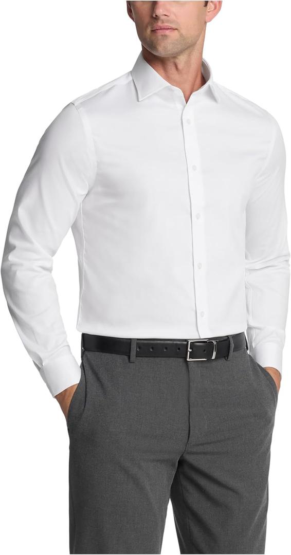 Michael Kors Mens Dress Shirt Comfort Stretch Slim Fit (15.5" Neck 32"-33" Sleeve, White)