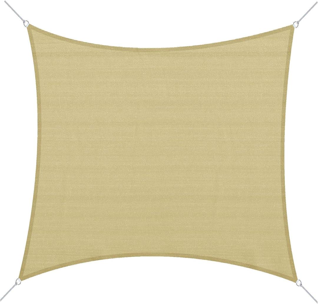 Outsunny 24' x 24' Sun Shade Sail Canopy Outdoor Shade Sail Cloth for Patio Deck Yard with D-Rings and Rope Included, Sand