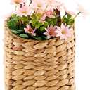 Wall Hanging Pocket Basket Portable Water Hyacinth Storage Basket Decorative Boho Mounted Organizer Dried Flower Plants Front Door Basket for Garden Farmhouse Home