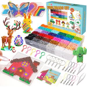 Meland Fuse Beads Kit - 11,000 pcs 36 Color Beads for Craft for Girls Age 5-12 Year Old,5MM Melty Beads Set Including 5 Pegboards, Ironing Paper & Chain Accessories Iron Beads Christmas Birthday Gift