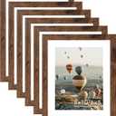 JCJMY 8x10 Picture Frame Set of 6 for Wall Hanging or Tabletop, Display 6 x 8 with Mat or 8 x 10 without Mat, Wood Photo Frames Bulk for 8 by 10 Photo, 6 Pack, Deep Brown