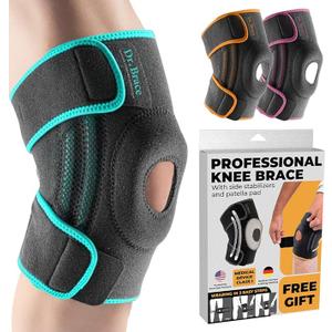 DR. BRACE ELITE Knee Brace with Side Stabilizers & Patella Gel Pads for Maximum Knee Pain Support and fast recovery for men and women-Please Check How To Size Video (Mercury, Medium)