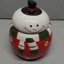Christmas Snowman Ceramic Cookie Jar  Large Holiday Treat Storage Container with Lid  Festive Kitchen Countertop Decoration