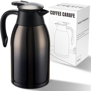 PARACITY 68oz Thermal Coffee Carafe Stainless Steel, Coffee Carafes for Keeping Hot, Double Walled Vacuum Insulated Coffee Urn for Coffee & Tea, Home & Office (Black)