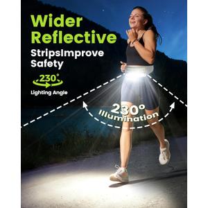 Running Light, Runner Light Waliking Light on Running Waist Belt Rechargeable Runners Safety Lights with Adjustable Large Pocket Fanny Packet