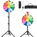 18 Inch Tripod Prize Wheel, 12 Slot Spinning Wheel Fortune Game, Holiday Activities, Party, Classroom or Home Education, Sunflower Pattern