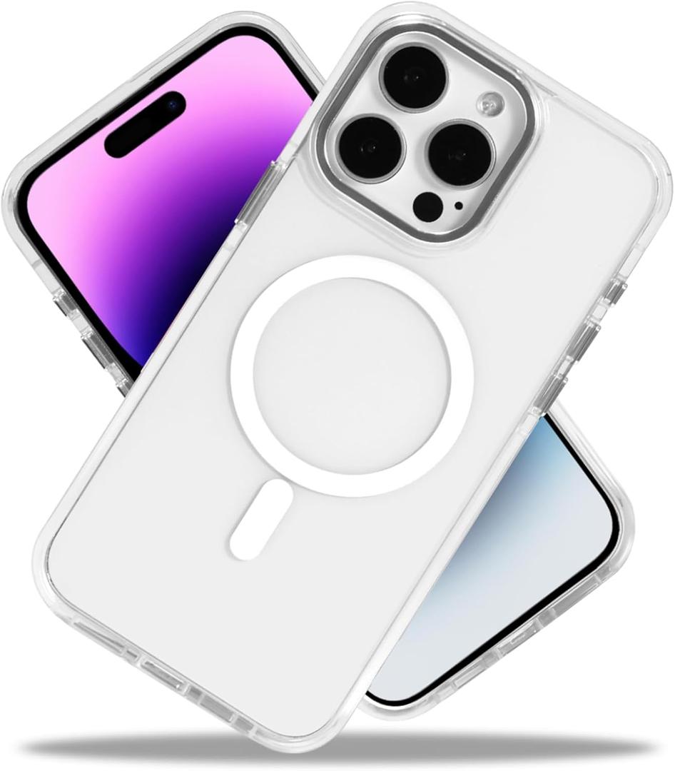 ZHEGAILIAN for iPhone 16 Pro Max Case, Compatible with MagSafe, Military-Grade Protection, All-Around Shockproof Corners, Magnetic Cell Phone Case for iPhone 16 Pro Max - Clear White