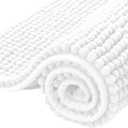 SUBRTEX Bathroom Rugs Chenille Bath Rug Soft Short Plush Bath Mat Soft Shower Mat Water Absorbent Shower Mat Quick Dry Machine Washable(White,20" x 32")