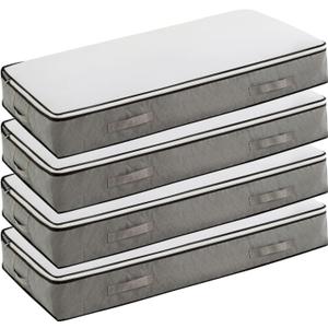 90L Under Bed Storage Containers, Foldable Grey Underbed Storage Bags - Closet Organizers and Storage Bins for Wrapping Paper, Blanket, Clothing, Comforter, Sweaters, Pillows, Linen Sheets (3(Pick)*90L)