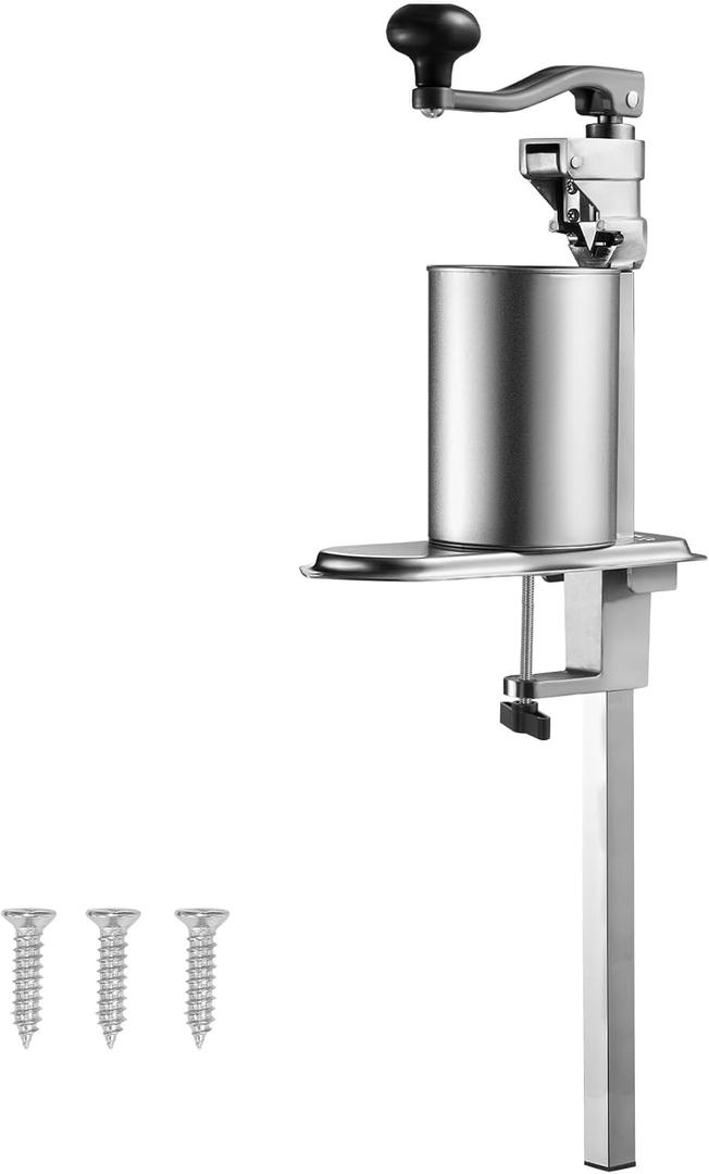 VEVOR Commercial Can Opener, Heavy-Duty Manual Tabletop Cans Opener for Cans Up to 15.75 in Height, Height-Adjustable Can Openers Fixed with Screws & Table Clamp, for Restaurant, Hotel, and Food Store (9.96 x 4.45 x 33.54 in)