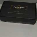 Wican Guest Towel Holder Tray for Bathroom, Oak and Iron Napkins Holder for Powder Room Dinning Table Wooden Basket for Disposable Paper Hand Towels Gold and White (9.06 x 5.51 x 2.56 inchs)