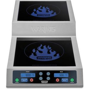 Waring Commercial Induction Cooktop, Step-Up-Range, 2 Independent 11" x 11" Ceramic Glass Cooking Surface, 12 Power Settings, Up to 500°F, for Professional Kitchens & Restaurants, 120V, WIH800, One Size