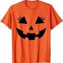 Funny Jack o Lantern Pumpkin face Eyelashes for Halloween T-Shirt, Men , S