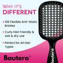Bautero Brush Detangler Brush for Wet & Dry Hair, Pain-Free Brushing on All Hair Types, Knot Removal, Vented Hair Brush, Juni Midnight