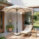45lbs Patio Umbrella Base with 4 Wheels, Round Cobblestone Concrete Stand, Heavy Duty Market Umbrella Stand for Outdoor