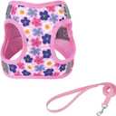 Step in Dog Harness and Leash Set, Flower Adjustable Easy Walk Puppy Harnesses, Soft Mesh No Pull Pet Vest Harness for Dogs(Flower, M)