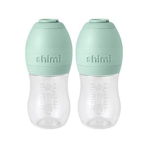 Shimi Baby Formula Bottles 9oz, Refillable Formula Pods, Easy-to-Use Ultra-Durable Tritan Baby Bottles with Formula Dispenser, Built-in Anti-Colic Medium Flow 2-Hole Nipple, Pack of 2