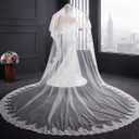 EllieHouse Women's 2 Tier Royal Length Lace Wedding Bridal Veil With Comb L01 (White)