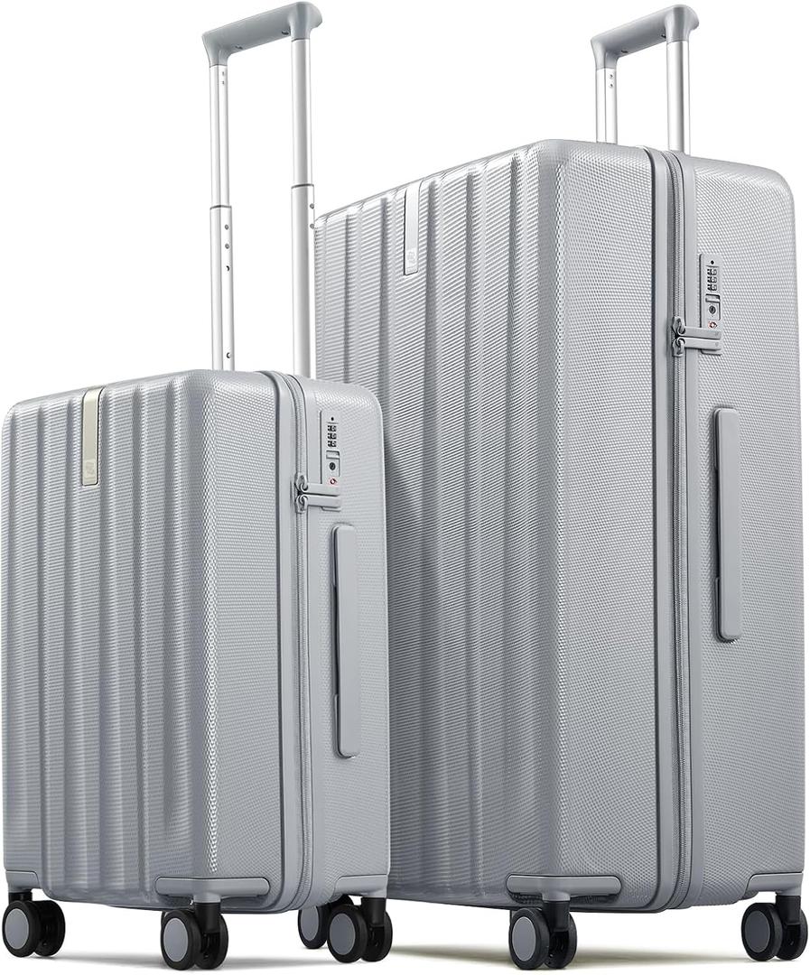 Hanke Upgraded Elite 2 Piece Luggage Set, 20 Inch Carry On & 29 Inch Extra Large Checked Suitcase, PC Hard Shell Suitcases with Wheels, TSA Lock, Explosion-Proof Zipper Travel Set,Grey