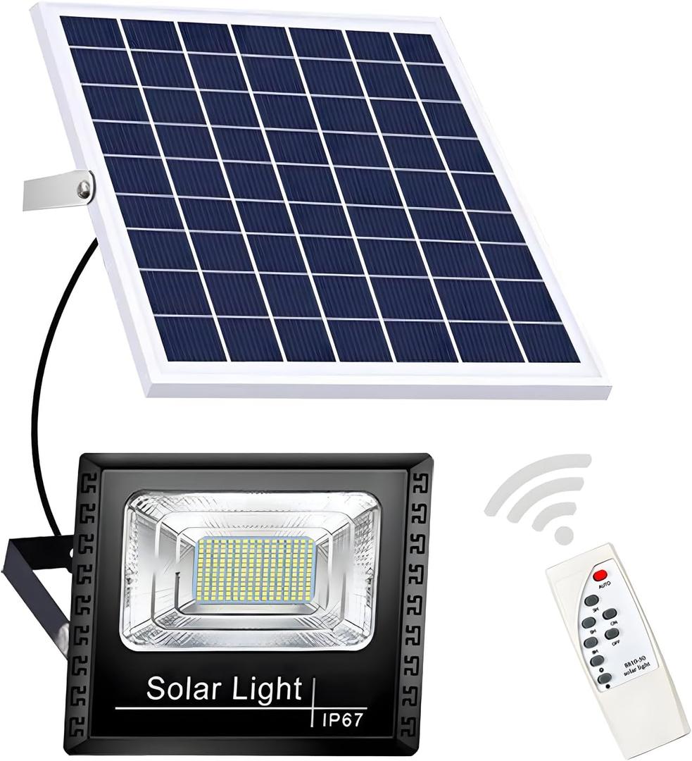 DuBom 100w to 800w 6000K Solar Flood Light Outdoor Remote, IP67 Waterproof Solar Power Security Light Auto On/Off, Dusk to Dawn for Yard, Gazebo, Shed, Barn, Porch, Patio, Garage, Garden (800W)