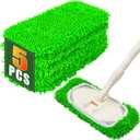 Mop Pads for Swiffer Sweeper Reusable Microfiber 5PCS Dry Wet Replacement Mop Pad Refills Sweeping Mopping Cloths for Floor Cleaning (Green)