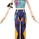 KIRA KIRA Movie Anime Cosplay Costume Doki-N Pop Singer Blue Sleeveless Top Long Pants Outfits (X-Small)