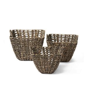 Artera Natural Wicker Large Storage Basket, Set Of 3, Woven Water Hyacinth Blanket Basket With Handles For Storage, Decoration, Organizing