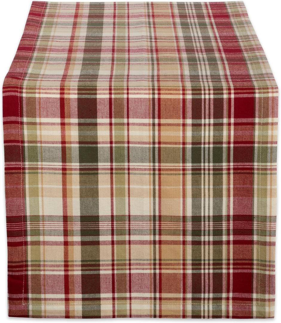DII Give Thanks Plaid Fall Table Decor, Autumn & Thanksgiving Tabletop Linens, 14x72 Table Runner