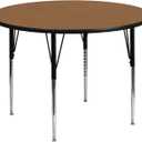 Flash Furniture Wren 48'' Round Oak Thermal Laminate Activity Table - Standard Height Adjustable Legs
