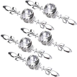 Sumnacon Drawer Dresser Knobs Pull Handles - Crystal Glass Diamond Decorative Knobs with Plate, Cabinet Cupboard Door Knobs with Screws for Kitchen Bathroom Office Decoration Pack of 5 (6.7 Inch, Silver)