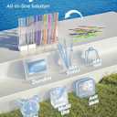 FOOGWEE 9.8" Acrylic Straw Holder for Cabinet Door - Straw Organizer with Ultra-Sticky Adhesive, Kitchen & RV Essensials, 5-Compartment Storage for Reusable Straws & Brushes, Colored Pencils, Markers (Clear)