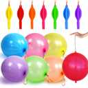 30Pcs Punch Balloons, Thickened Neon Punching Balloon Heavy Duty Party Favors for Kids with Rubber Band Handle, Bouncy Balls for Birthday Weddings Goodie Bag Stuffer Supply