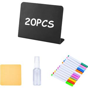20PCS Tabletop Chalkboard Labels, Mini Chalkboard Signs for Food, Food Labels for Party Buffet, Easy to Write and Wipe Out, Reusable and Reserved Table Cents for Weddings, Birthday, Bakery and Retail