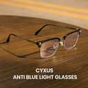 Cyxus Retro Blue Light Glasses Men - Square TR90 Metal Blowline Frame Stylish Trendy for Computer Daily Work 8252